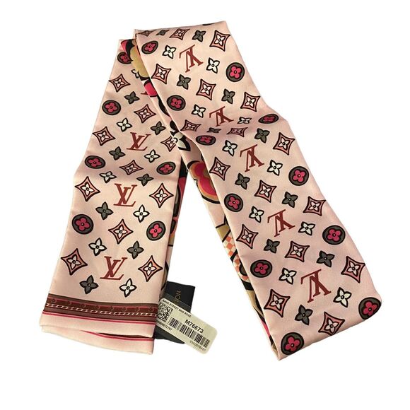 Louis Vuitton Street Monogram Bandeau Scarf Rose New Colorful RARE Graffiti - Picture 8 of 9